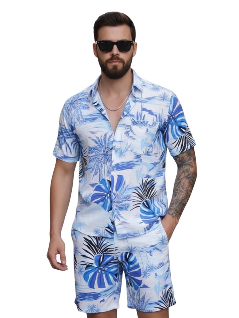 GRECIILOOKS Co Ord Set for Men | Trendy Night Dress for Boys | Shirt and Shorts Combo for Lounge | Stylish Summer and Travel Outfit | Men's Matching Two-Piece for Vacation - Image 5