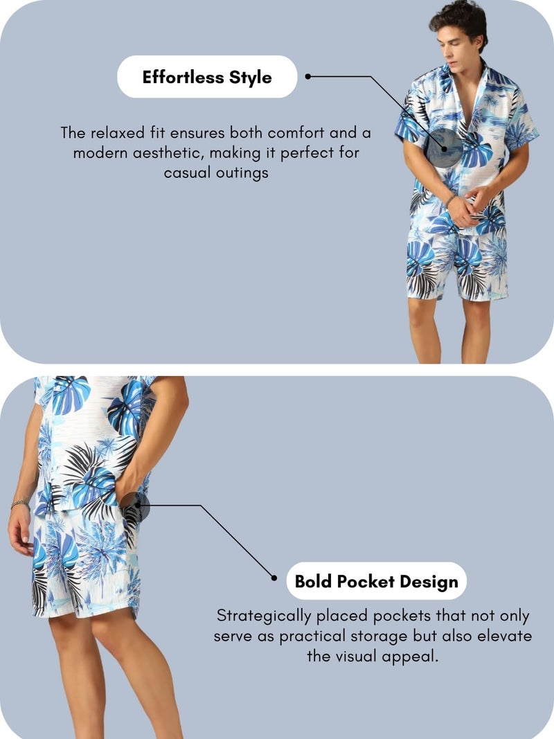 GRECIILOOKS Co Ord Set for Men | Trendy Night Dress for Boys | Shirt and Shorts Combo for Lounge | Stylish Summer and Travel Outfit | Men's Matching Two-Piece for Vacation - Image 2