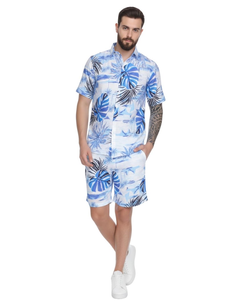 GRECIILOOKS Co Ord Set for Men | Trendy Night Dress for Boys | Shirt and Shorts Combo for Lounge | Stylish Summer and Travel Outfit | Men's Matching Two-Piece for Vacation - Image 4