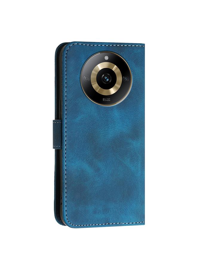 S-TOP Case For Realme 11 5G Global Grid Butterfly Embossed Pattern Leather Phone Case with Lanyard - Image 3