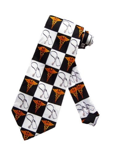 Steven Harris Mens Medical Doctor Caduceus Necktie - Black - One Size Neck Tie - Image 3