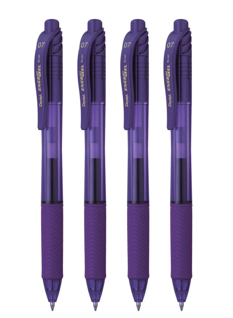 Pentel 4-Piece Energel Gel Ink Pen 0.7mm Tip Violet Ink - Image 1