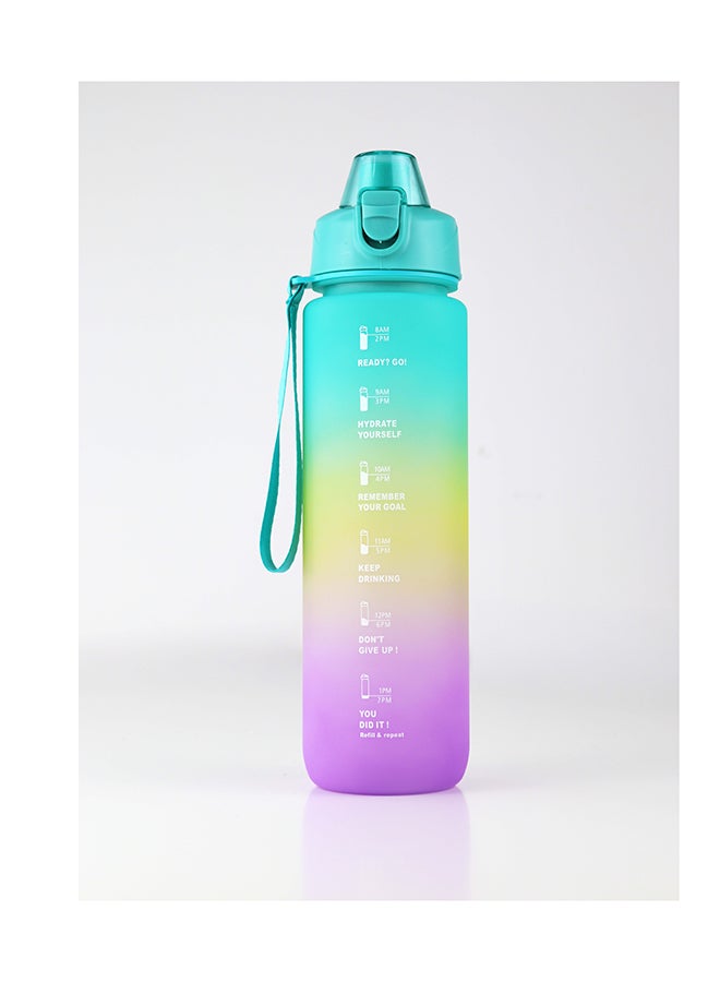 توشيونيكس زجاجة مياه شرب تحفيزية سعة 1000 مل مع علامات زمنية، وغطاء قابل للقفل بزر واحد، وماصة ناعمة، ومقبض حمل مزدوج وملصقات كرتونية مجانية بتصميم لطيف - خالية من مادة BPA، وغطاء مانع للتسرب، وصديقة للبيئة، مصنوعة من البلاستيك، وقابلة لإعادة الاستخدام، وزجاجة مياه تذكيرية للشرب للبالغين والأطفال في المدرسة والمكتب والترطيب اليومي وصالة الألعاب الرياضية واللياقة البدنية واليوغا وركوب الدراجات والمشي لمسافات طويلة والتخييم في الهواء الطلق والمشي لمسافات طويلة والرياضة والسفر، زجاجة سعة 32 أونصة - Image 1