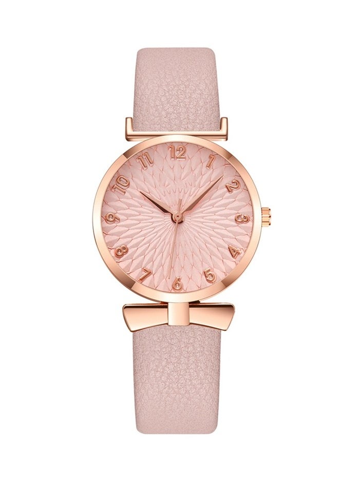 Generic Fashionable Bow Digital Ladies Watch Belt Quartz Watch Trendy Women's Watch Pink  - Image 1