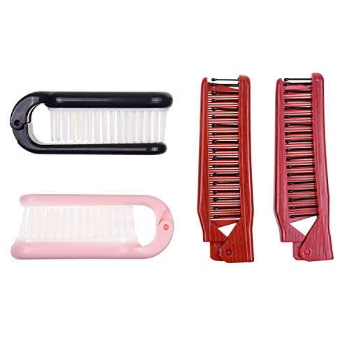 Kare Kind Kare & Kind 4x Foldable Hairbrush and Comb - Pocket-Sized Grooming Tool for Travel - Fine and Wide Tooth Anti-Static Comb and Brush - For Straight, Curly, Fine, Thick Hair - Home, Purse, Gym, Bag, Car - Image 2
