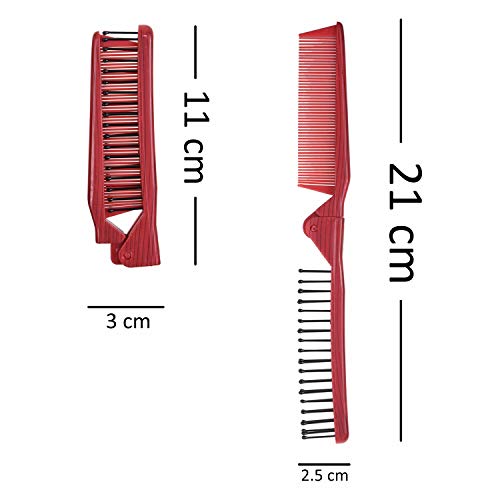 Kare Kind Kare & Kind 4x Foldable Hairbrush and Comb - Pocket-Sized Grooming Tool for Travel - Fine and Wide Tooth Anti-Static Comb and Brush - For Straight, Curly, Fine, Thick Hair - Home, Purse, Gym, Bag, Car - Image 3