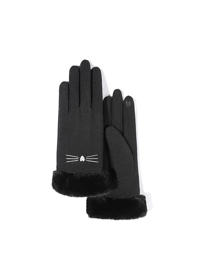 Golovejoy - Women's Warm Plush Windproof And Cold Proof Lovely Gloves - Image 1