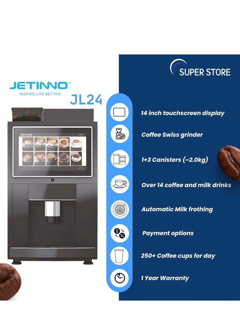 JETINNO Jetinno Commercial Desktop Coffee Machine JL24 | Instant Model | Table Top Machine | Fully Automatic Bean to Coffee Cup Machine | Black  - Image 2