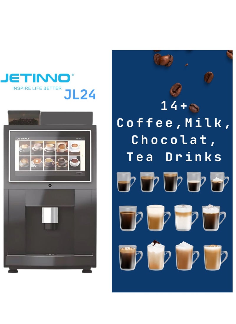 JETINNO Jetinno Commercial Desktop Coffee Machine JL24 | Instant Model | Table Top Machine | Fully Automatic Bean to Coffee Cup Machine | Black  - Image 3