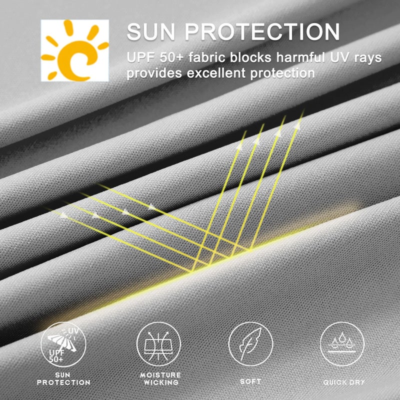 Willit قمصان شمسية للرجال من ويليت UPF 50+ واقي من الطفح الجلدي بأكمام طويلة واقي من الشمس بغطاء رأس SPF UV للصيد خفيف الوزن رياضي للجري رمادي XXXL - Image 5