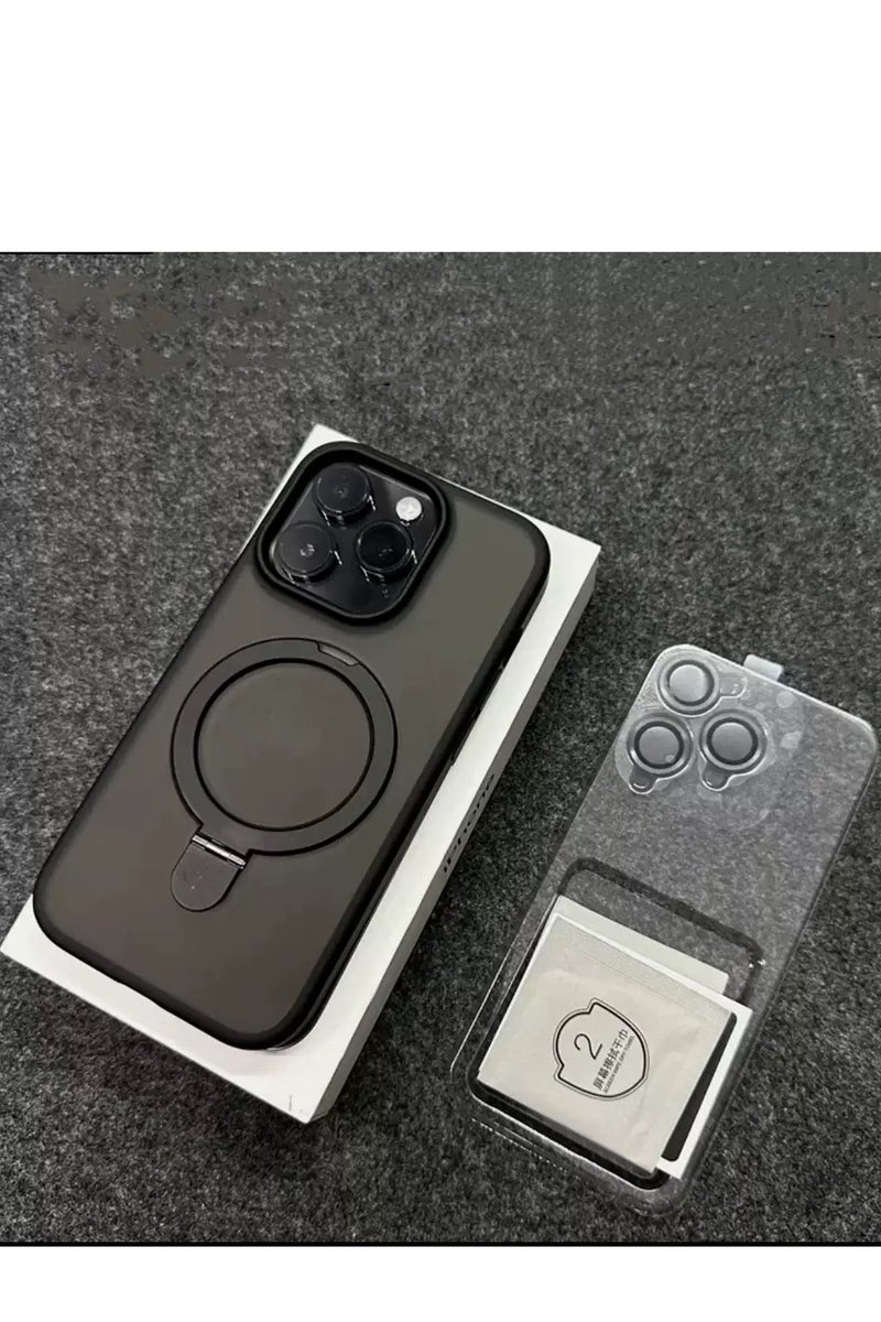 ايليجو حافظة iPhone 15 Pro MagSafe مع حامل مغناطيسي غير مرئي، 【حماية كاملة من الصدمات】 غطاء هاتف خلفي غير لامع مع حامل مغناطيسي لـ Apple 15 Pro (2023) (أسود) - Image 2