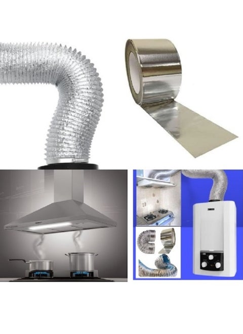 Hobby or chimney expands to 2 meters and 6 inches in diameter (6*2.51cm) of thermally expandable aluminum for kitchen hood, gas heater and air conditioning + special thermal paste roll 23 yards