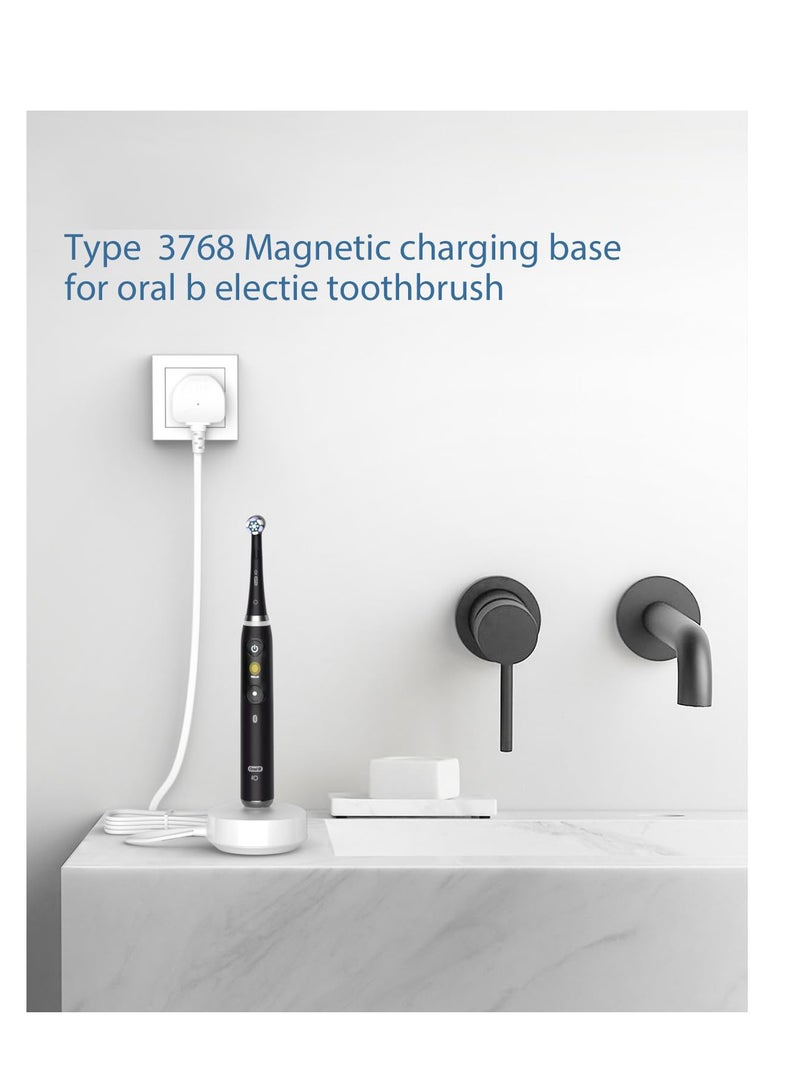 Electric Toothbrush Charger for Oral B IO Series, UK Plug Magnetic Charging Adapter for IO7 IO8 IO9 Models, White Replacement Charger - Image 2