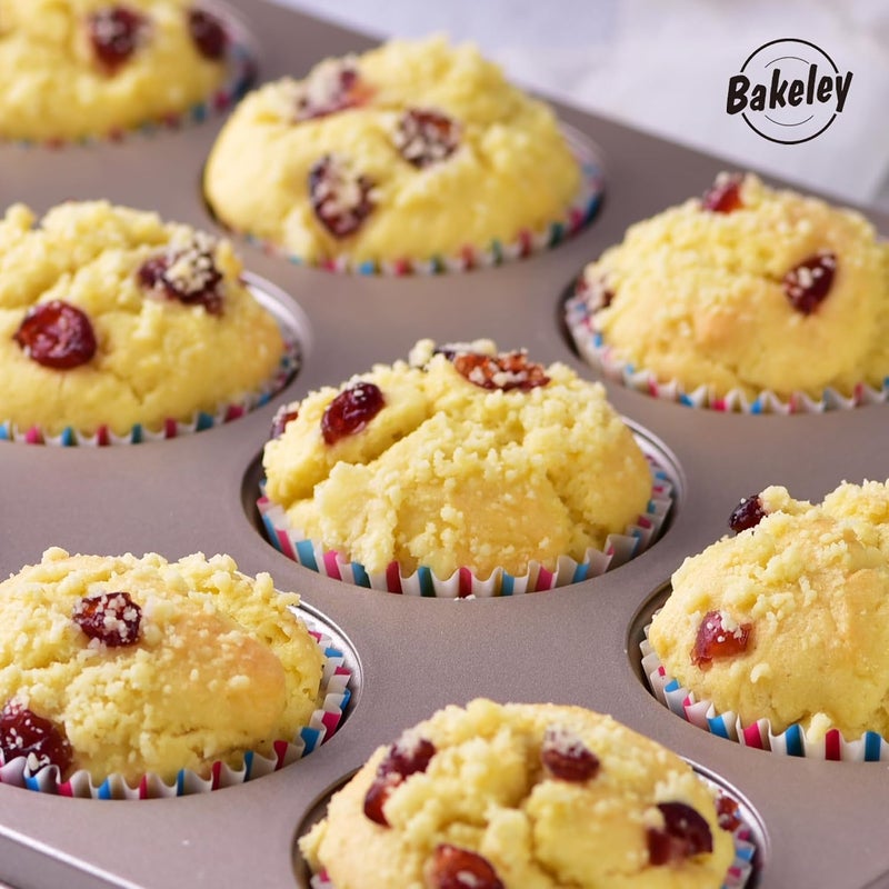Bakeley Muffin Cake Pan 12-Cavity, Heavy Duty Carbon Steel, Non-Stick Cupcake Pan, Bakeware for Oven Baking Brownies, Cheesecakes (Champagne Gold) - Image 5