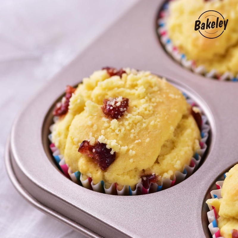 Bakeley Muffin Cake Pan 12-Cavity, Heavy Duty Carbon Steel, Non-Stick Cupcake Pan, Bakeware for Oven Baking Brownies, Cheesecakes (Champagne Gold) - Image 3