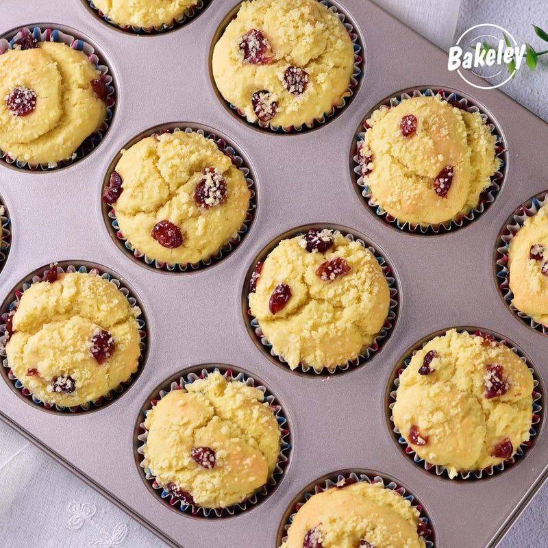 Bakeley Muffin Cake Pan 12-Cavity, Heavy Duty Carbon Steel, Non-Stick Cupcake Pan, Bakeware for Oven Baking Brownies, Cheesecakes (Champagne Gold) - Image 4