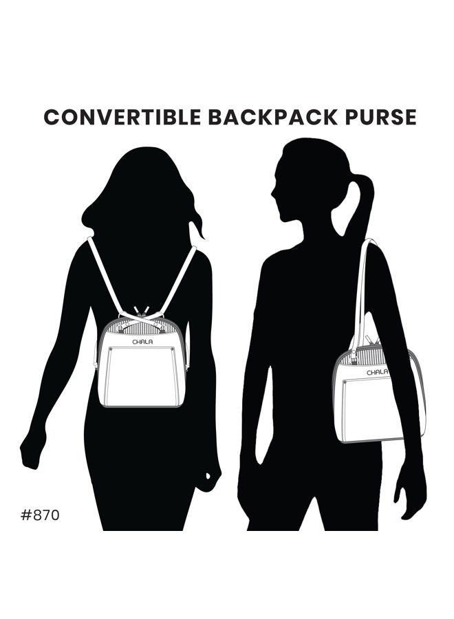 CHALA Convertible Backpack Purse - Women Convertible Shoulder Purse with Adjustable Strap - Monarch Butterfly - black - Image 5