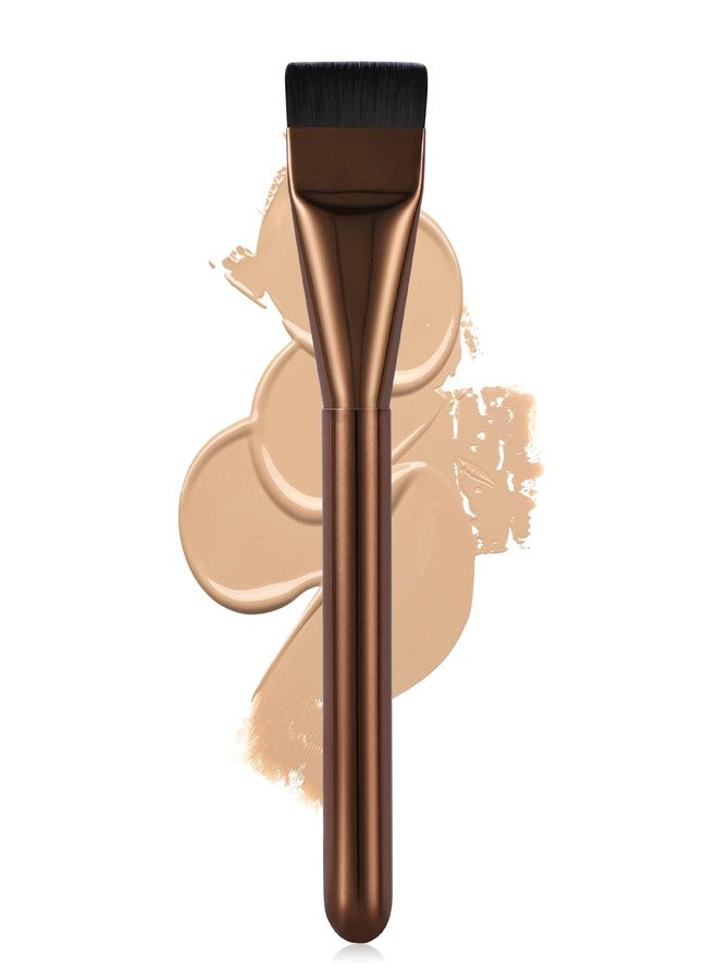 BEAUTYFACTOR Flat Foundation Brush,Korean Makeup Brush Spatula Facial Brush for Liquid Foundation,Premium Face Makeup Brush for Blending Cream (Coffee) - Image 1