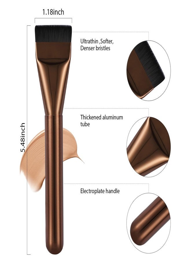 BEAUTYFACTOR Flat Foundation Brush,Korean Makeup Brush Spatula Facial Brush for Liquid Foundation,Premium Face Makeup Brush for Blending Cream (Coffee) - Image 4