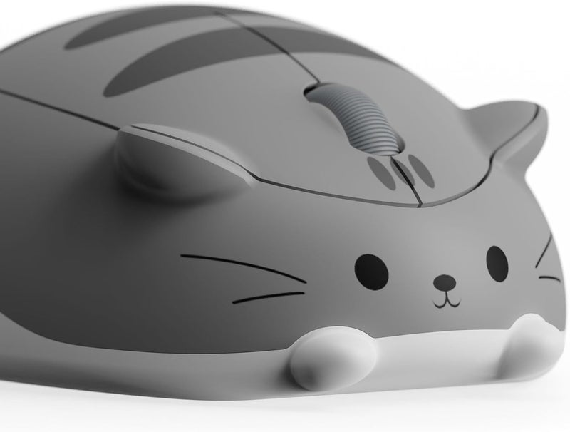 AKKO Cute Wireless Mouse Cat Theme, 3200 DPI Gaming Mouse, Tri-Mode Connection Bluetooth 3.0/5.0/2.4G USB A Receiver, Quiet Click, Cute Cordless Cartoon Mice for Laptop/PC (Gray Mimo) - Image 1