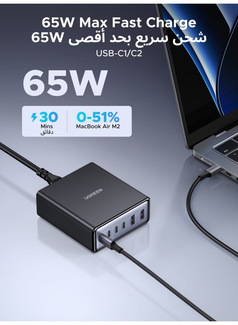 Ugreen 100W Charger GaN Desktop Charging Station-2m Cable, Type C Charger with 4 USB-C & 2 USB-A Ports, Fast Charger Type C for MacBook Pro, Samsung Galaxy, iPhone, Adapter Type C Multi-Device Power Hub, Compact 100W 4C2A - Image 3