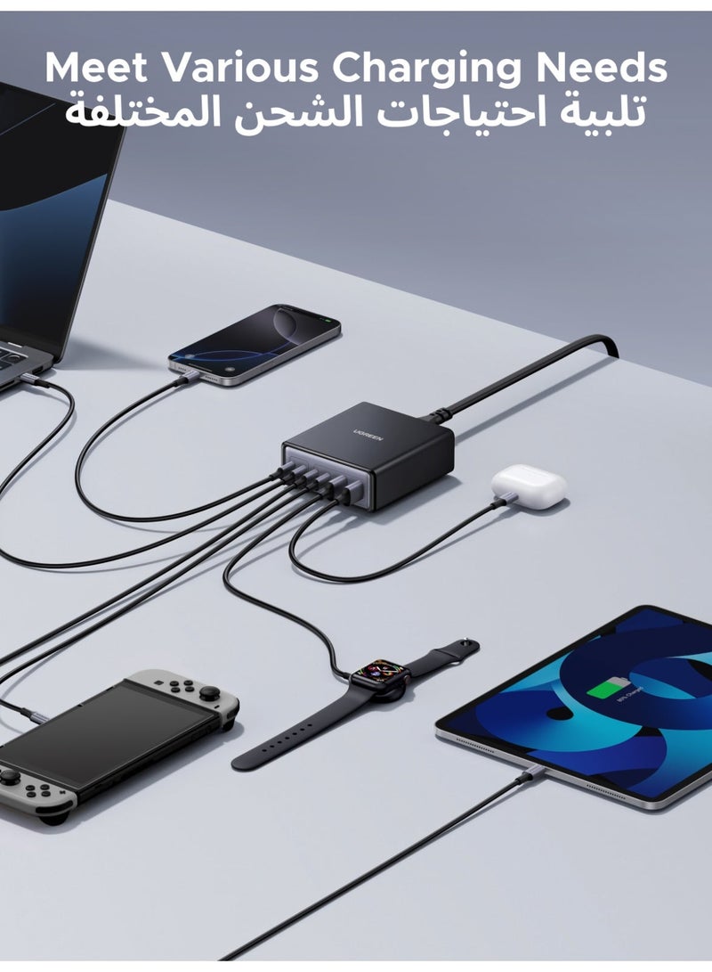 Ugreen 100W Charger GaN Desktop Charging Station-2m Cable, Type C Charger with 4 USB-C & 2 USB-A Ports, Fast Charger Type C for MacBook Pro, Samsung Galaxy, iPhone, Adapter Type C Multi-Device Power Hub, Compact 100W 4C2A - Image 4