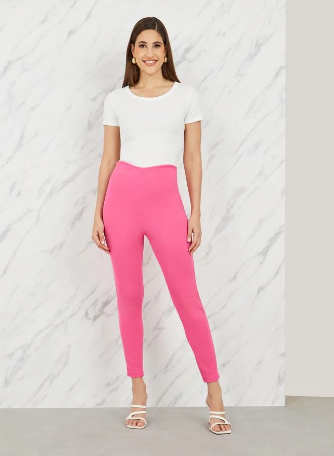 Take Two Textured Asymmetric High Rise Waistband Leggings