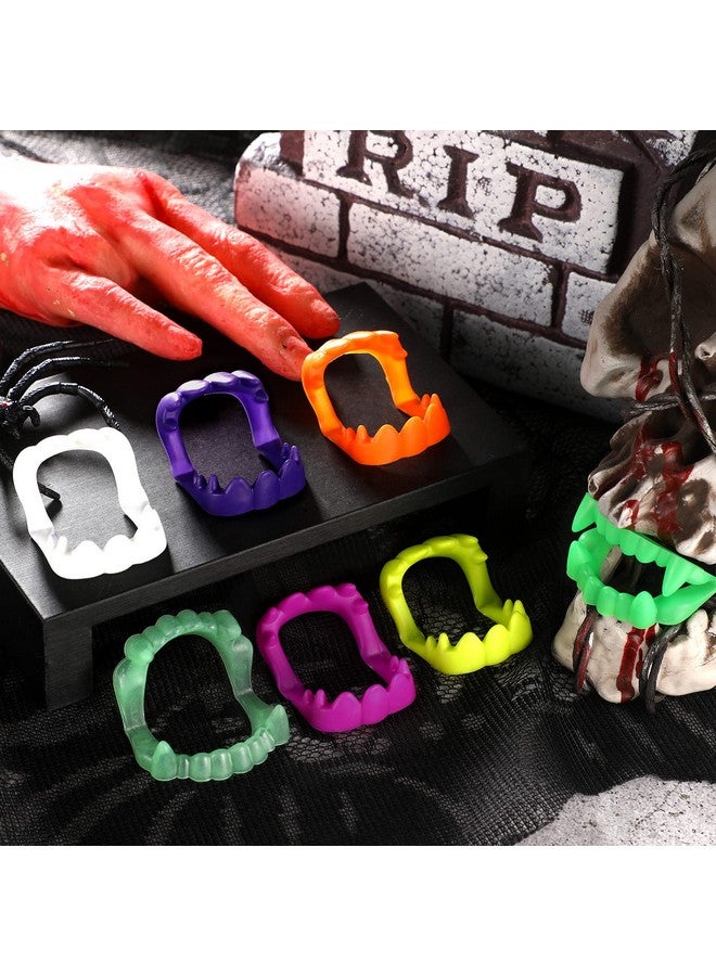 Kathfly 296 Bulks Halloween Vampire Fangs And Vampire Donuts 96 Pcs Colorful Plastic Fake Denture Teeth For Kids 200 Pcs Vampire Donuts For Halloween Treat Bags School Trunk Or Treat Halloween Donuts Decor  - Image 4