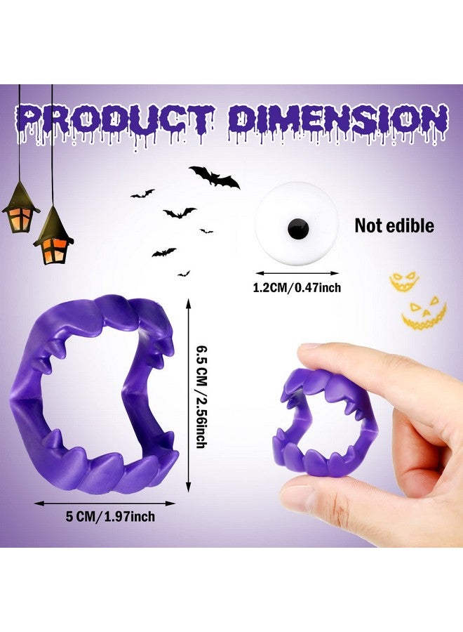 Kathfly 296 Bulks Halloween Vampire Fangs And Vampire Donuts 96 Pcs Colorful Plastic Fake Denture Teeth For Kids 200 Pcs Vampire Donuts For Halloween Treat Bags School Trunk Or Treat Halloween Donuts Decor  - Image 3