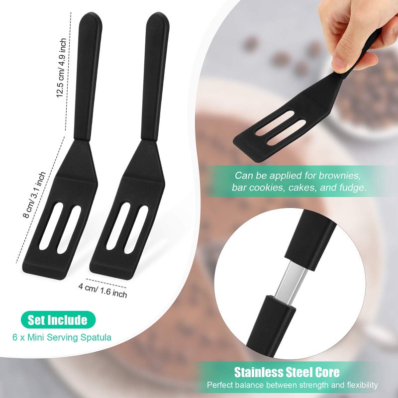 Patelai Mini Brownie Serving Spatula Flexible Nonstick Silicone Serve Turner Heat-Resistant Cookie Spatula Slotted Spatula for Flip Egg in Small Frying Pan Cookie Batter Lemon Square (Black  6)  - Image 3
