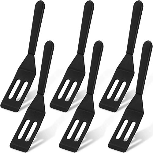 Patelai Mini Brownie Serving Spatula Flexible Nonstick Silicone Serve Turner Heat-Resistant Cookie Spatula Slotted Spatula for Flip Egg in Small Frying Pan Cookie Batter Lemon Square (Black  6)  - Image 1