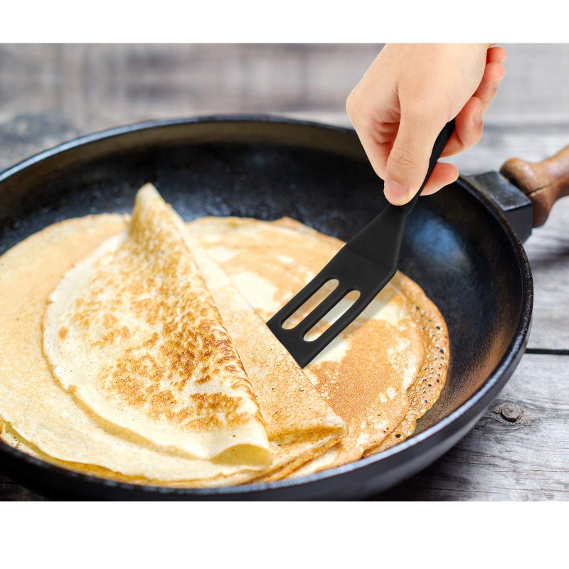 Patelai Mini Brownie Serving Spatula Flexible Nonstick Silicone Serve Turner Heat-Resistant Cookie Spatula Slotted Spatula for Flip Egg in Small Frying Pan Cookie Batter Lemon Square (Black  6)  - Image 5
