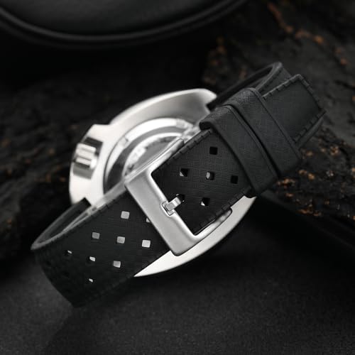 TACTICAL FROG FKM Rubber Watch Strap Fast-Release Tropical Fluororubber 20mm Rubber Watch Band, Soft Breathable Universal Replacement for Men Women Stainless Steel Buckle - Image 3
