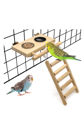 Bird Food Stainless Steel Cups Wooden Perch Stand, Hanging Feeder Bowls, Hanging Bird-Feeder, Feeding and Watering Supplies for Parakeets Conures Cockatiels Budgie Parrot - pzsku/Z945C338B6702701F4F67Z/45/_/1713784498/78cf237e-6332-4a4d-a6cc-25d118537971