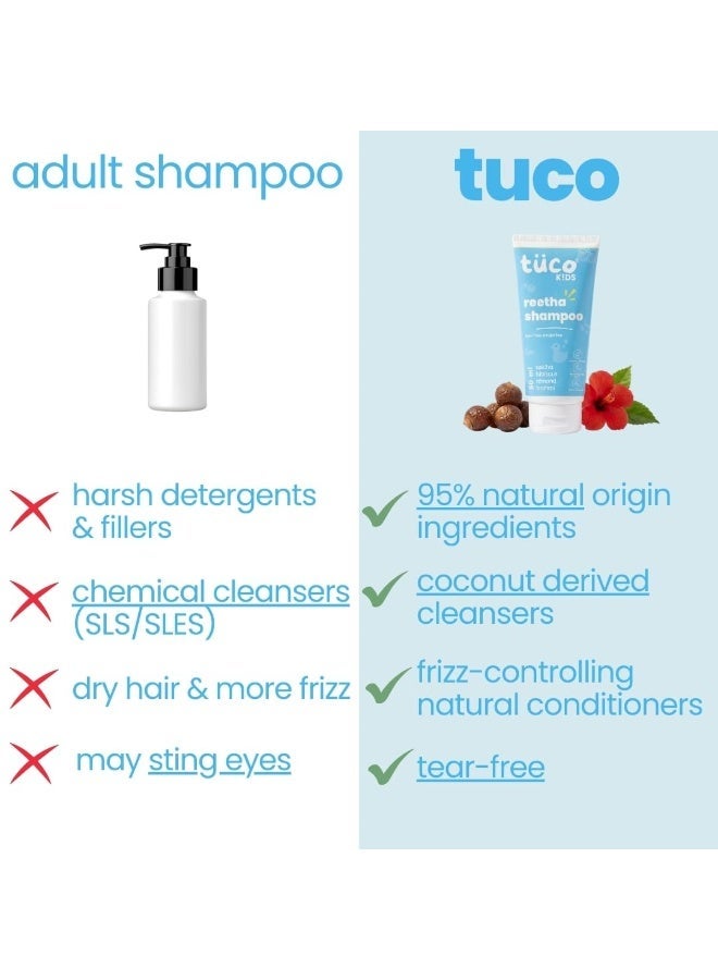 Tuco® Kids Shampoo 50 ml With Hibiscus, Soapnut, Almond | Mild, Conditioning & Nourishing | All Type Hair | Ages 2-5, 4-10, 10-15, 5-10 Years | Paraben, SLS, Sulphate & Tear Free | pH 5.5, Vegan - Image 2