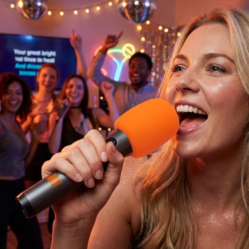 Voarmaks Foam Mic Cover Compatible with JBL PartyBox Wireless Mic Microphones, Wireless Two Microphone System, PartyBox Mic 100 Wird Microphone Sponge Windscreen Pop Filter 4-Pack, Orange - Image 2