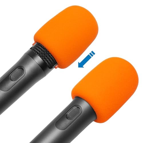 Voarmaks Foam Mic Cover Compatible with JBL PartyBox Wireless Mic Microphones, Wireless Two Microphone System, PartyBox Mic 100 Wird Microphone Sponge Windscreen Pop Filter 4-Pack, Orange - Image 5