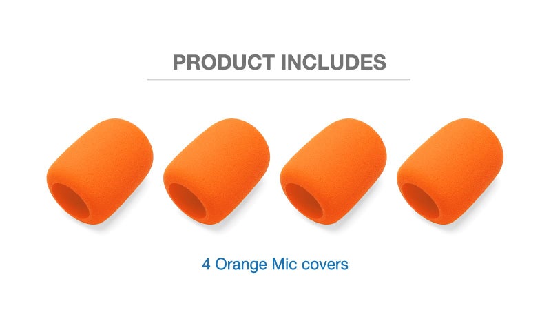 Voarmaks Foam Mic Cover Compatible with JBL PartyBox Wireless Mic Microphones, Wireless Two Microphone System, PartyBox Mic 100 Wird Microphone Sponge Windscreen Pop Filter 4-Pack, Orange - Image 3