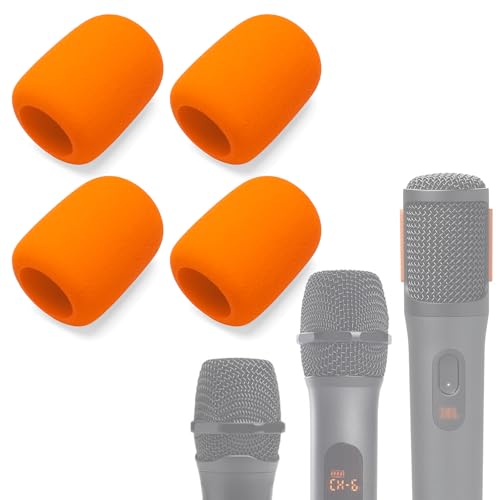 Voarmaks Foam Mic Cover Compatible with JBL PartyBox Wireless Mic Microphones, Wireless Two Microphone System, PartyBox Mic 100 Wird Microphone Sponge Windscreen Pop Filter 4-Pack, Orange - Image 1