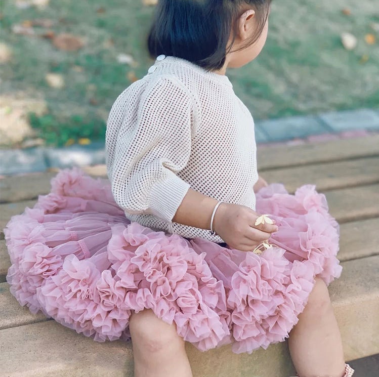 High-Quality Kids Tutu Tulle Skirt Purple pink 