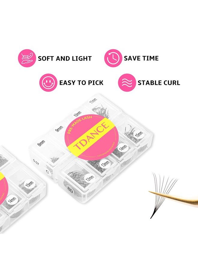 TDANCE 600 Fans Premade Fans Eyelash Extensions Natural & Volume Mixed Length Premade Lash Fans 5D-24D Handmade Promades Eyelash Fans C/D Curl Loose Fans(600-10D-0.07-D-8-15mm) - Image 5