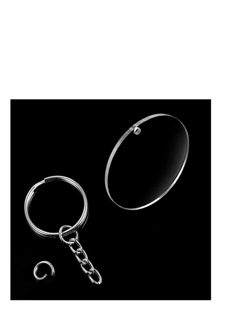 SYOSI - Tassel Keychain and Acrylic Circle Acrylic Blanks and Tassel Keychain Pendant Acrylic Transparent Circle Discs and Tassel Keyring Set for Diy Projects and Crafts 90pcs - Image 1