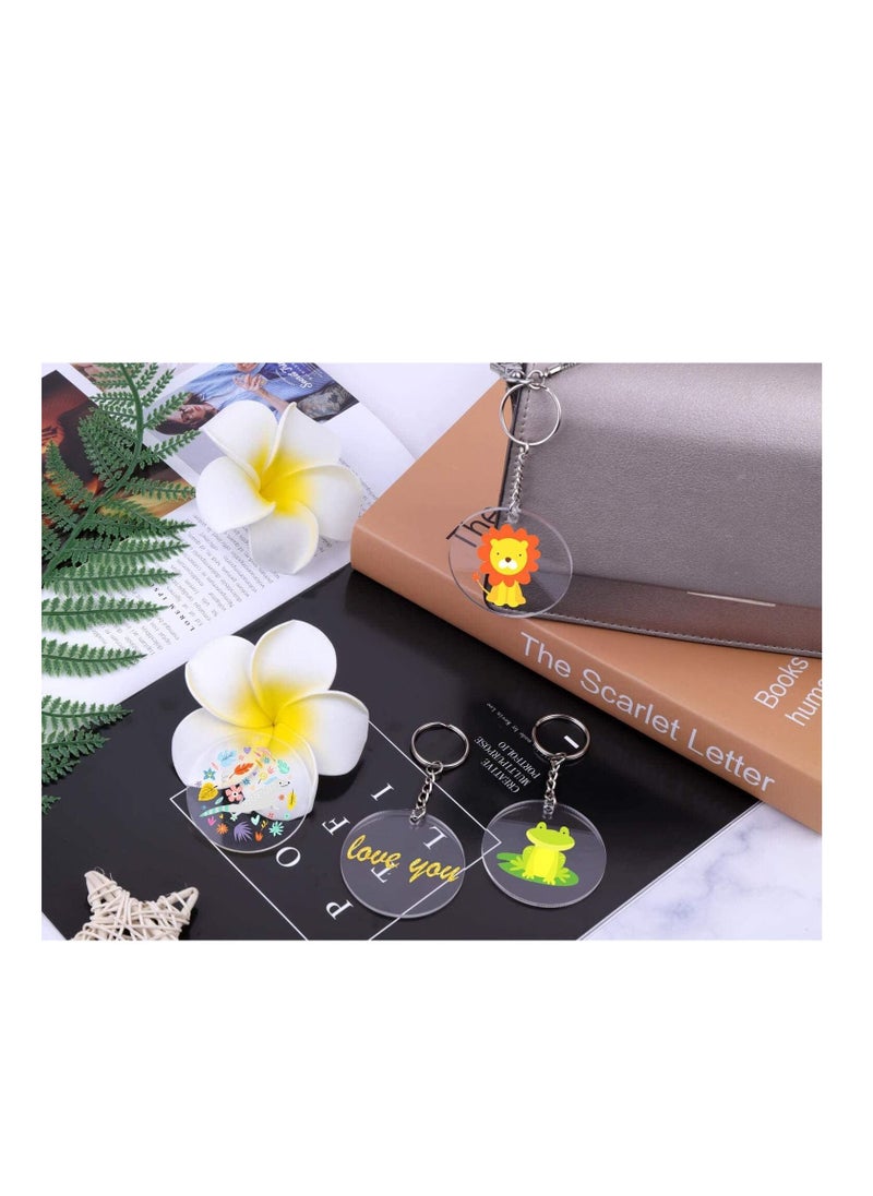 SYOSI - Tassel Keychain and Acrylic Circle Acrylic Blanks and Tassel Keychain Pendant Acrylic Transparent Circle Discs and Tassel Keyring Set for Diy Projects and Crafts 90pcs - Image 1