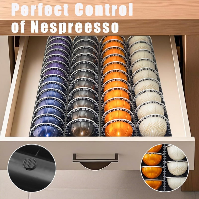 TECKEEN Coffee Pod Storage Holder Drawer Insert for Counter Compatible with Nespresso Vertuoline Capsules, Nespresso Pod Holder for Nespresso Vertuo for Home, Office, Coffee Station (2 Packs) - Image 5