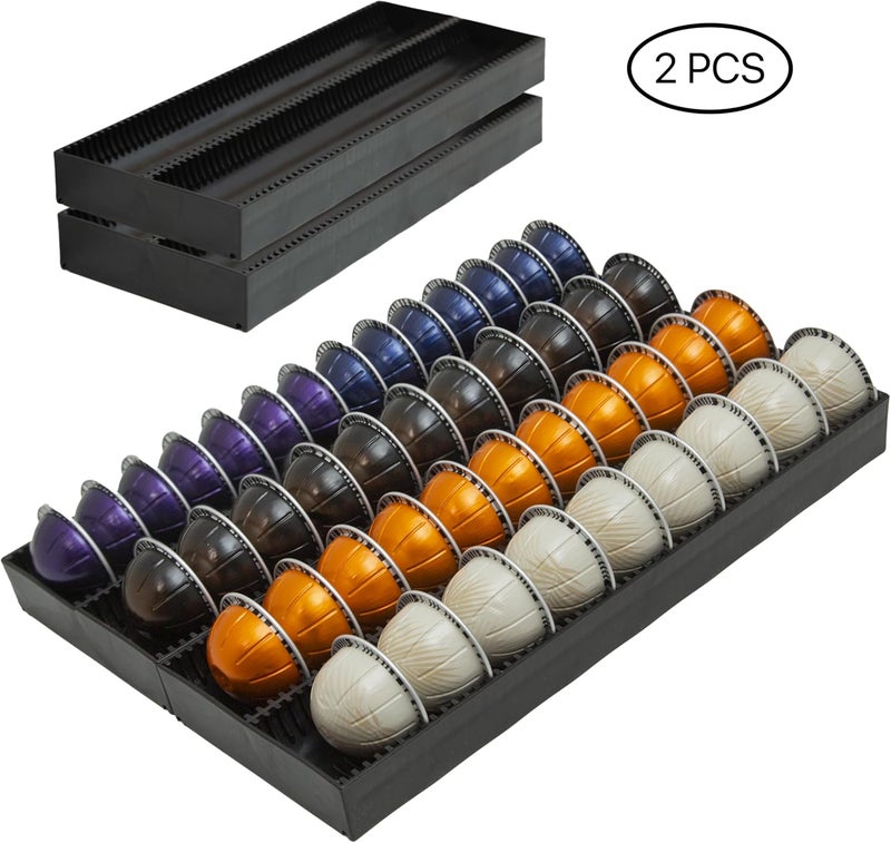 TECKEEN Coffee Pod Storage Holder Drawer Insert for Counter Compatible with Nespresso Vertuoline Capsules, Nespresso Pod Holder for Nespresso Vertuo for Home, Office, Coffee Station (2 Packs) - Image 2