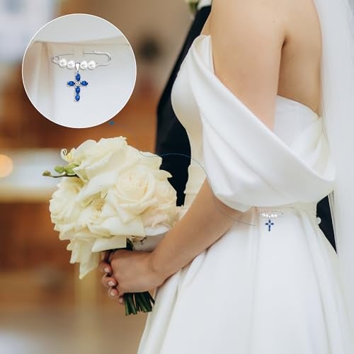 PEALICIOUS Something Blue Gift for Bride, Bridal Shower Gifts from Mom Sister Friend, Blue Bridal Bouquet Charm as Christian Wedding gifts, Pin Easily Attaches to Bridal Bouquet, Garter, Dress - Image 5