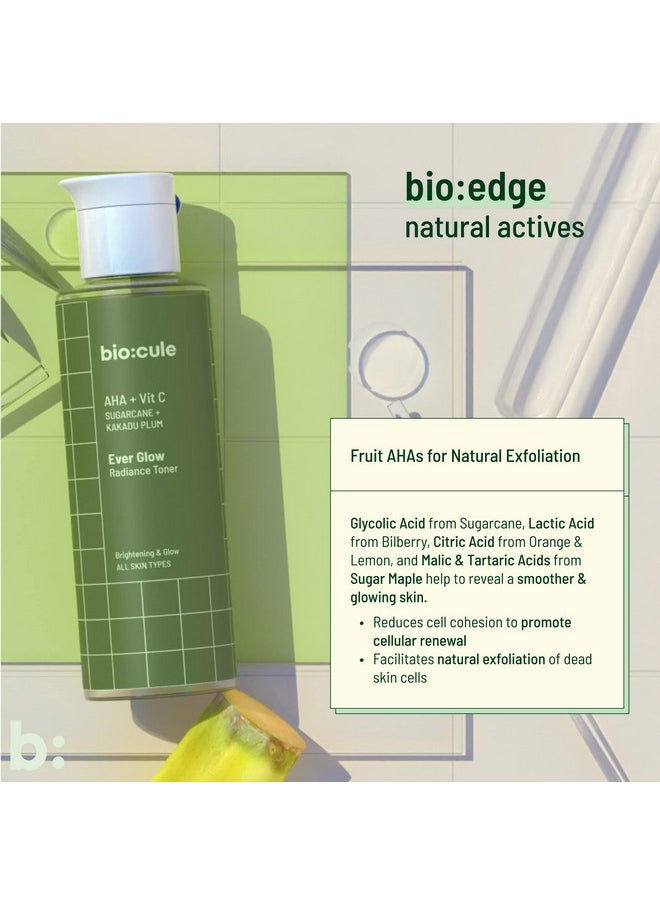 Biocule - Ever Glow Radiance Toner Drop With Glycolic Acid (Aha) Vitamin C And Aloe Vera Toner For Glowing Skin From Sugarcane & Kakadu Plum Brightening & Glow All Skin Types 100Ml - Image 1