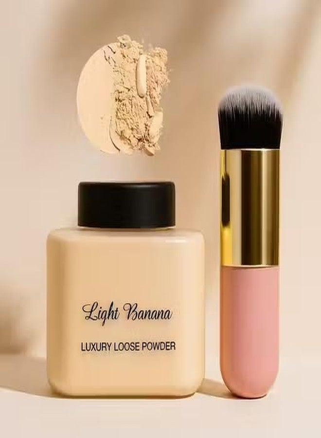 Alku Light Banana Luxury Loose Powder with Brush, Setting Powder, Translucent Finish (multicoler) - Image 1