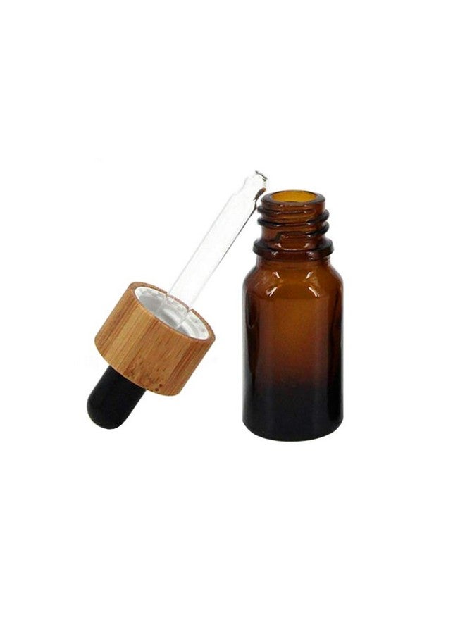 VANTOBEST 10Pcs 15Ml/0.5Oz Amber Glass Dropper Bottle With Black Rubber Head And Bamboo Lid Eye Dropper Bottle Portable Empty Makeup Storage Container Beauty Holders Dispenser For Essential Oil - Image 3