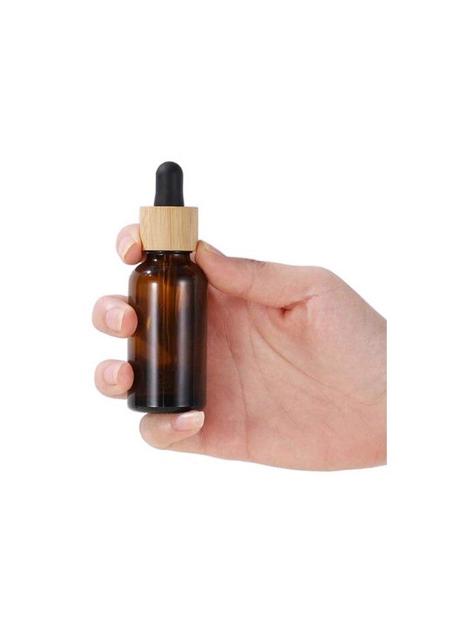 VANTOBEST 10Pcs 15Ml/0.5Oz Amber Glass Dropper Bottle With Black Rubber Head And Bamboo Lid Eye Dropper Bottle Portable Empty Makeup Storage Container Beauty Holders Dispenser For Essential Oil - Image 2